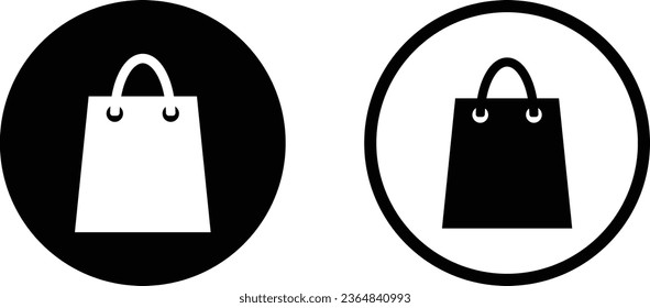 Shopping bag icon set in two styles isolated on white background . Vector illustration