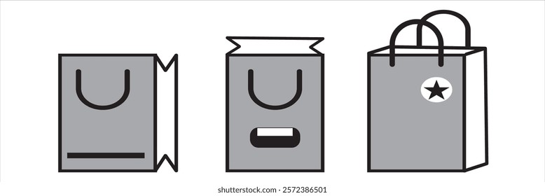 Shopping bag icon set. Variety of Colorful shopping bag icon vector.