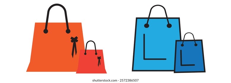 Shopping bag icon set. Variety of Colorful shopping bag icon vector.