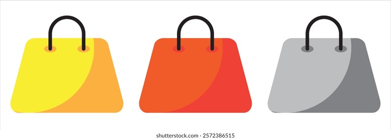 Shopping bag icon set. Variety of Colorful shopping bag icon vector.