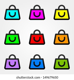 shopping bag icon set. vector illustration