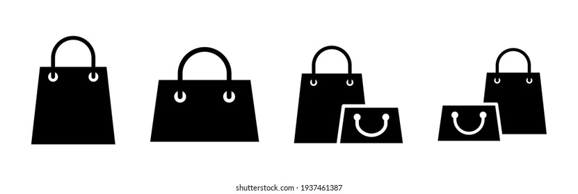 Shopping bag icon set. shopping icon vector