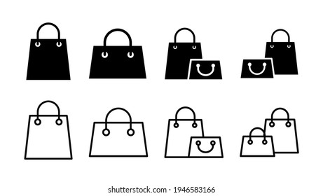 Shopping bag icon set. shopping icon vector
