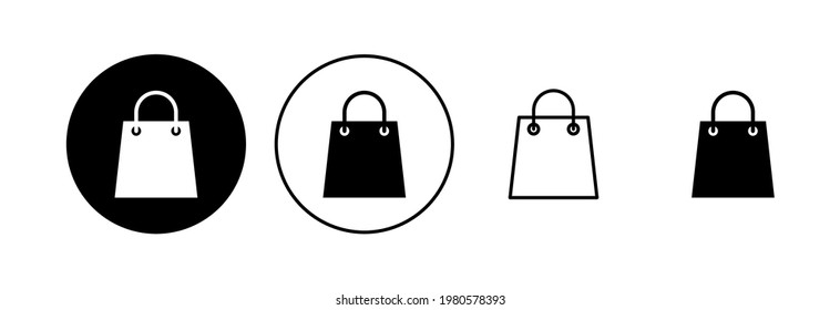 Shopping-Tasche Symbol Set. Einkaufssymbol-Vektorgrafik