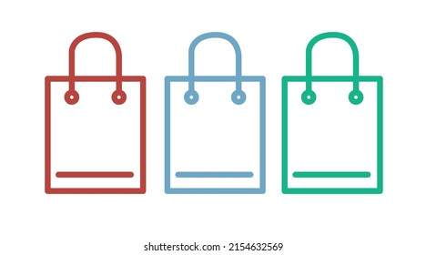 Shopping Bag Icon Set. Vector isolated linear editable illustration set