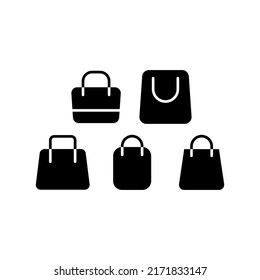 Icono de la bolsa de compras Juego de símbolos de vector Ilustración de diseño
