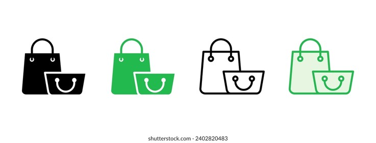 Shopping-Tasche Symbol Set. Einkaufssymbol-Vektorgrafik