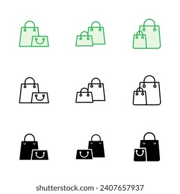 Shopping bag icon set. shopping icon vector