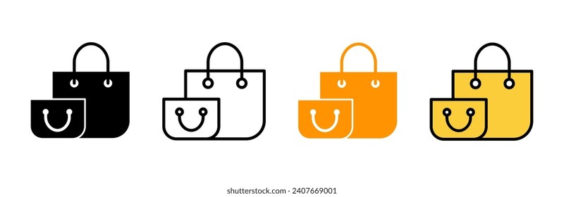 vector conjunto de iconos de la bolsa de compras. signo de compra y símbolo