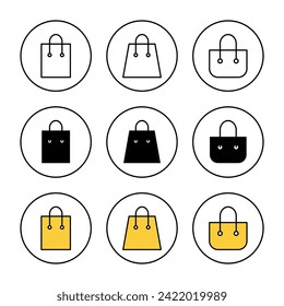 Shopping bag icon set vector. shopping sign and symbol