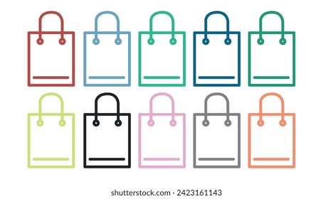 Juego de iconos de la bolsa de compras. Conjunto de ilustraciones editables lineales aisladas del vector