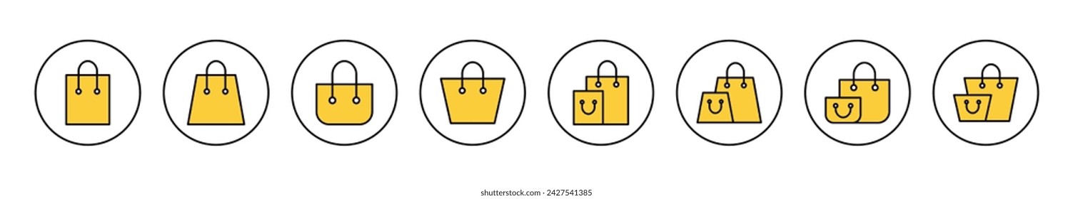 Conjunto de iconos de la bolsa de compras vector.