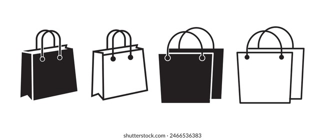 shopping bag icon set, shopping bag Vector icon, Shopping bag feel and outline icon. isolated on white background