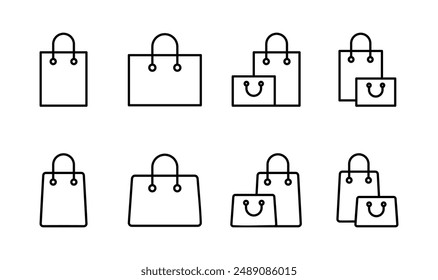 Shopping bag icon set. shopping icon vector