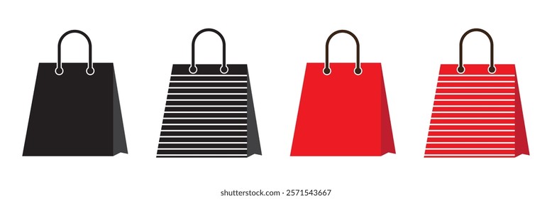 Shopping bag icon set. shopping icon vector