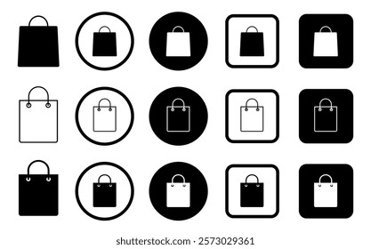 Shopping bag icon set. Shopping icon vector. Bag symbol. E-Commerce Logo