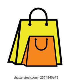 Shopping bag icon set. shopping icon vector. shopping sign and symbol. Eco paper bag. Handbag icon.  Linear icon collection. Editable stroke.  Grocery bag outline vector. Design eps 10