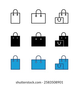 Shopping bag icon set. shopping icon vector