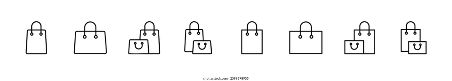 Shopping bag icon set. shopping icon vector