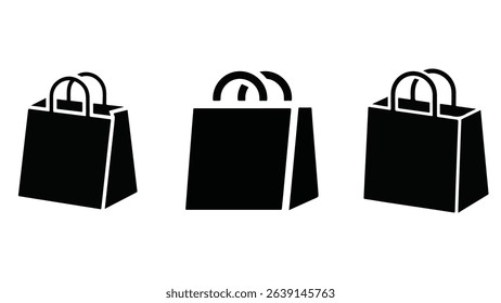 Shopping Bag Icon Set Vector – Retail, E-commerce, and Purchase Symbols