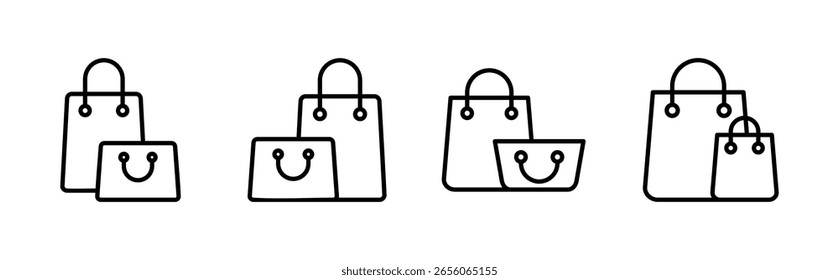 Conjunto de iconos de bolso de compras. Vector de iconos de compras