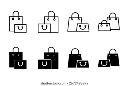 Shopping bag icon set. shopping icon vector