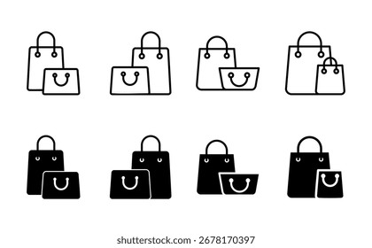 Conjunto de iconos de bolso de compras. Vector de iconos de compras