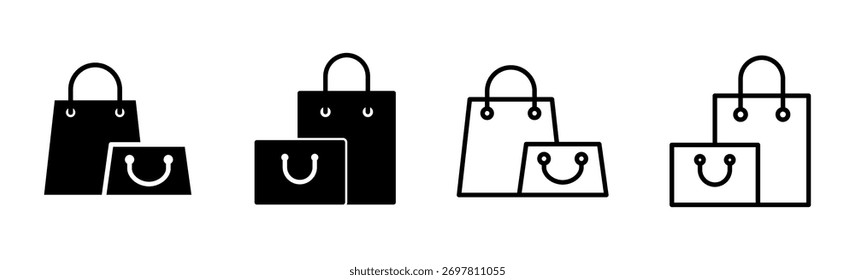 Conjunto de ícones de saco de compras. ícone de compras vetor