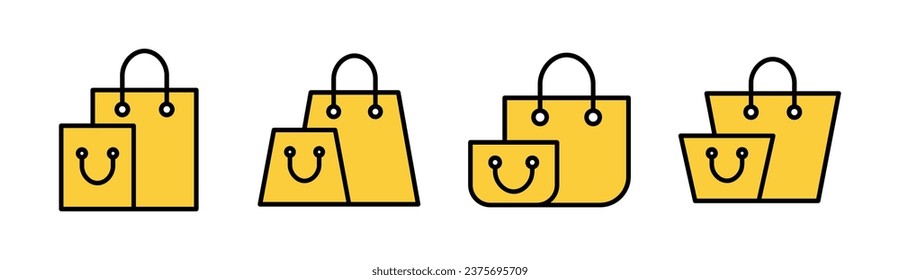 Juego de iconos de bolsas de compras para aplicaciones web y móviles. signo de compra y símbolo