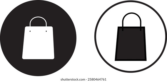 Shopping bag icon set, white background
