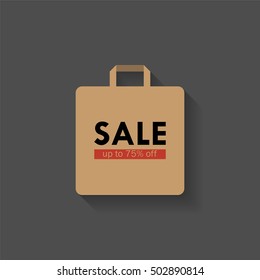 Shopping bag icon with shadow. Vector illustation