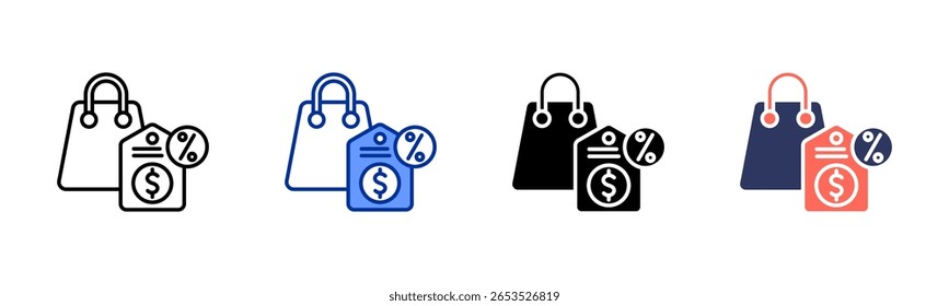 Shopping Bag icon sheet multiple style collection