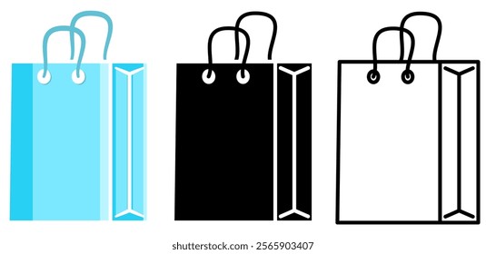 shopping bag icon, simple flat style, illustration, logo sign symbol pictogram template, for ui or ux isolated on white for mobile app, editable	