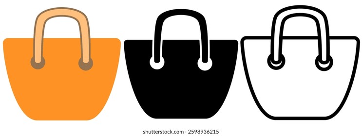 shopping bag icon, simple flat style, illustration, logo sign symbol pictogram template, for ui or ux isolated on white for mobile app, editable