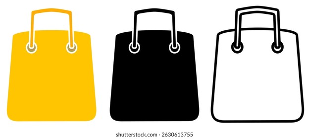 shopping bag icon, simple flat style, illustration, logo sign symbol pictogram template, for ui or ux isolated on white for mobile app, editable