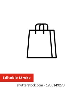 Shopping bag icon. Simple line style for web template and app. Shop, basket, cart, store, online, purchase, buy, retail, vector illustration design on white background. Editable stroke EPS 10