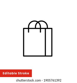 Shopping bag icon. Simple line style for web template and app. Shop, basket, cart, store, online, purchase, buy, retail, vector illustration design on white background. Editable stroke EPS 10