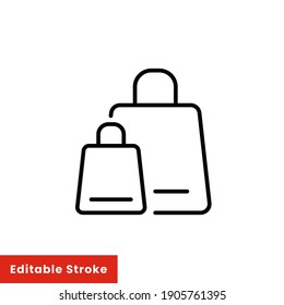 Shopping bag icon. Simple line style for web template and app. Shop, basket, cart, store, online, purchase, buy, retail, vector illustration design on white background. Editable stroke EPS 10