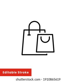 Icono de bolsa de compra. Estilo de línea simple para plantilla web y aplicación. Compra, cesta, carrito, tienda, online, compra, venta al por menor, diseño de ilustración vectorial sobre fondo blanco. EPS de trazo editable 10