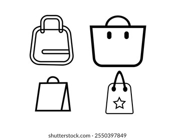 Shopping bag icon with simple and modern design.Shopping Bag Icon Set.Line  Flat Shopping Bag Icons.