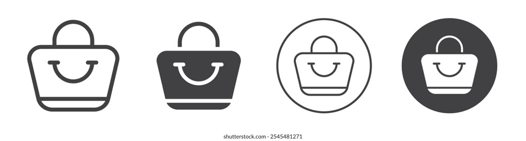 Shopping bag icon Simple outline vector logo