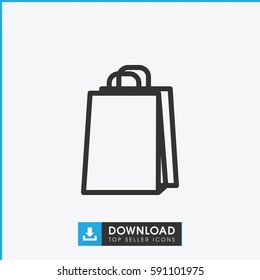 shopping bag icon. Simple outline shopping bag vector icon. On white background.