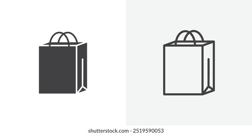 Shopping bag icon. solid filled and stroke thin line style eps 10