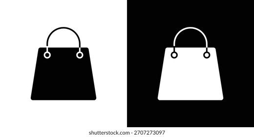 Shopping bag icon in solid silhouette set. Vector Illustration.
