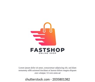 Shopping Bag Icon. Speed Shop And Shopping Logo Design Template Element