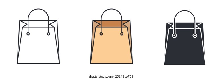 Ilustración vectorial del símbolo del icono del bolso de compras aislada en el fondo blanco