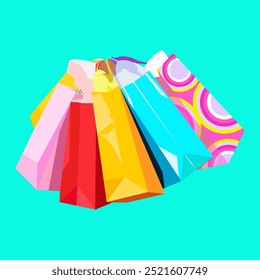 Símbolo del icono de la bolsa de compras. Bolso de compras de Vector Icon. Icono del bolso de compras 3D. Vector render ilustración de descuento. Concepto de venta