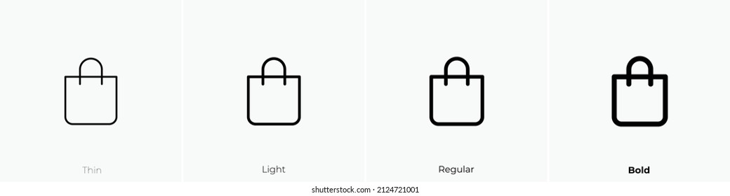 icono de la bolsa de compra. Diseño delgado, ligero y audaz aislado en un fondo blanco