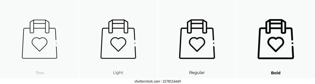 shopping bag icon. Thin, Light Regular And Bold style design isolated on white background