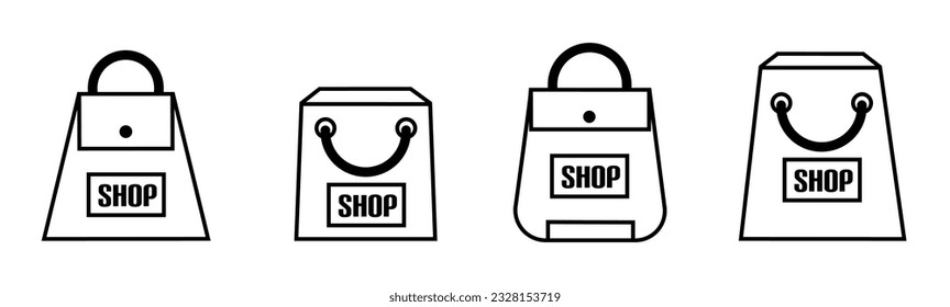 Shopping bag icon. Bag thin line icon collection. Stock vector.